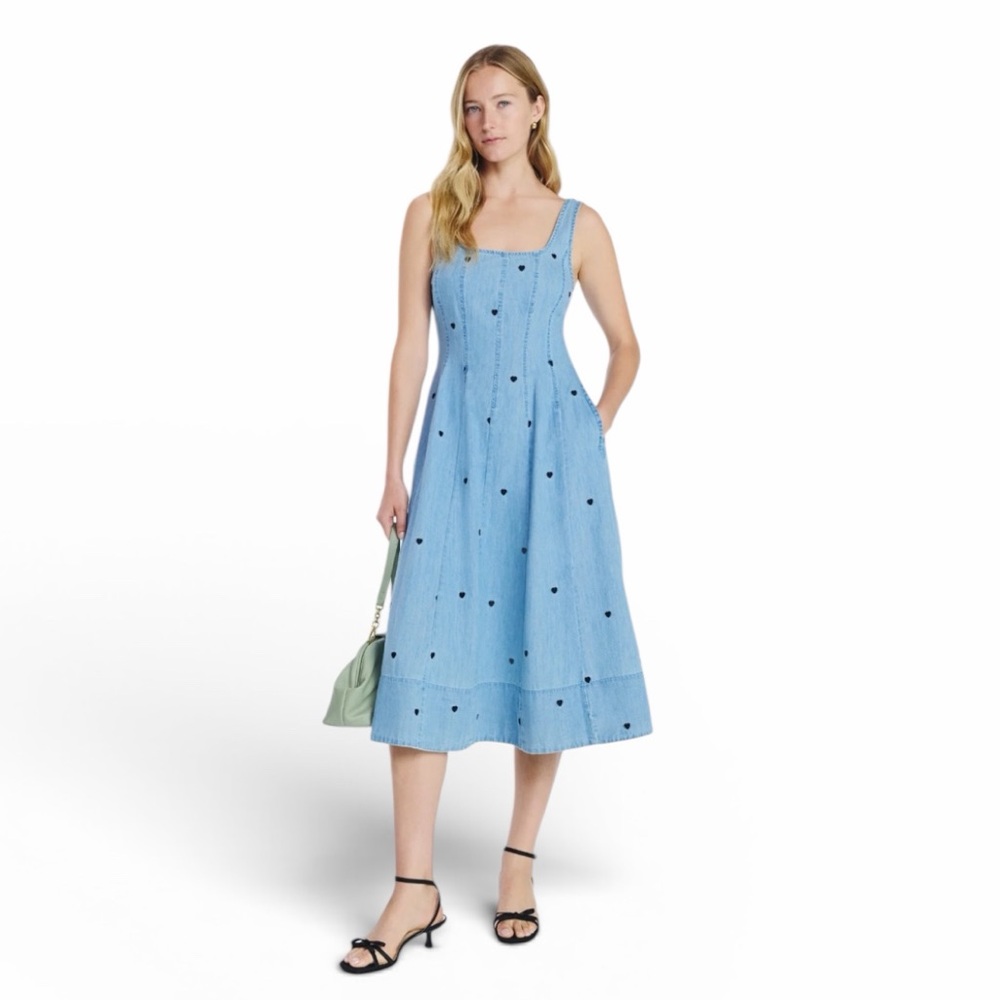 Free Assembly Denim Panel Midi Dress